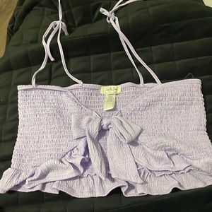 A purple crop top from Julie&joy and it’s a very comfortable top